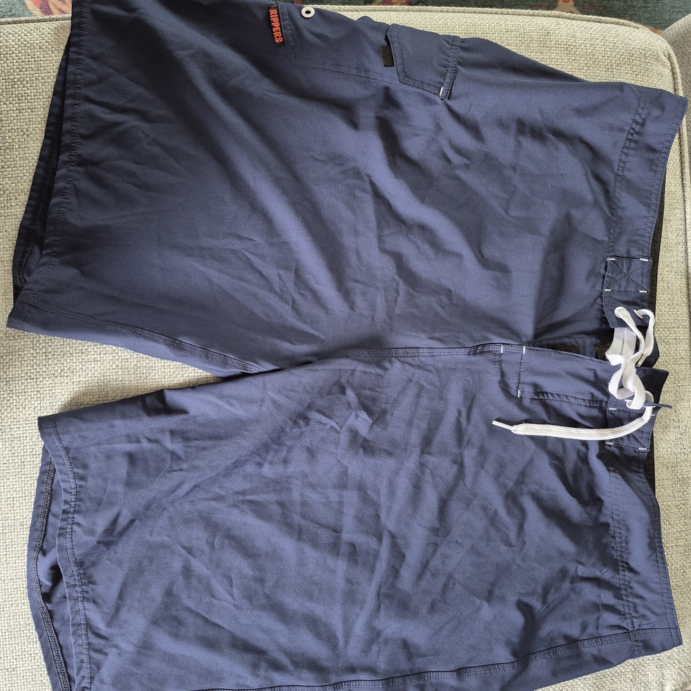 Navy Blue Quick-Dry Board Shorts with Drawstring Waist